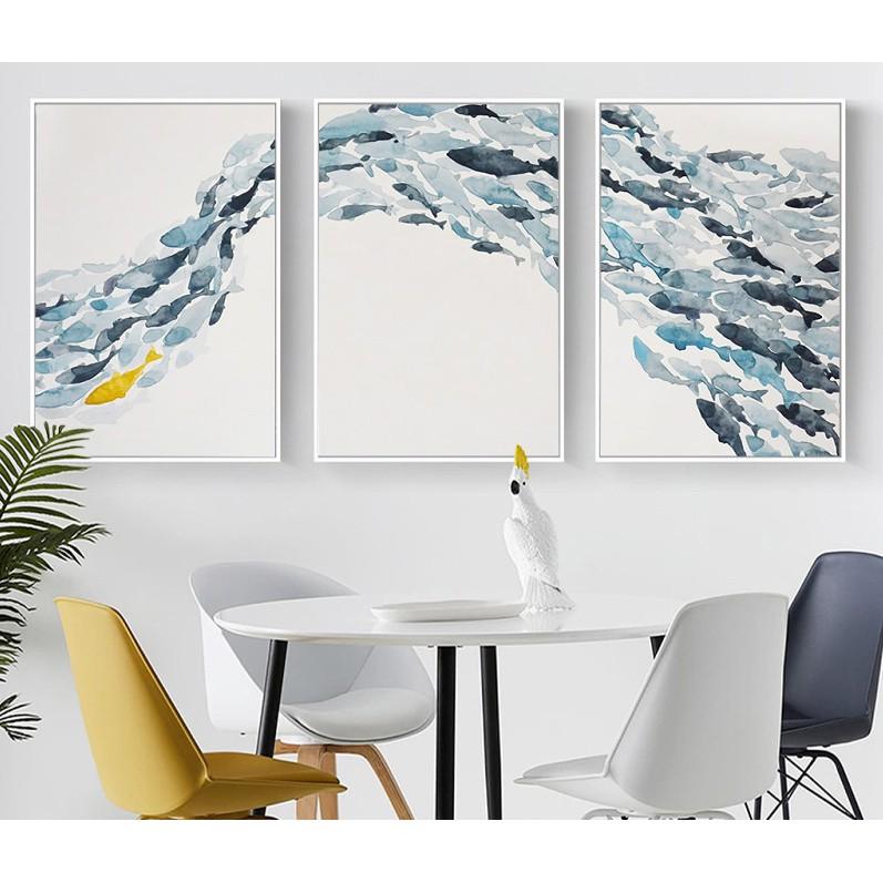 Bộ 3 tranh canvas treo tường đàn cá nghệ thuật 12271 - 30 x 45 cm x 3 tranh
