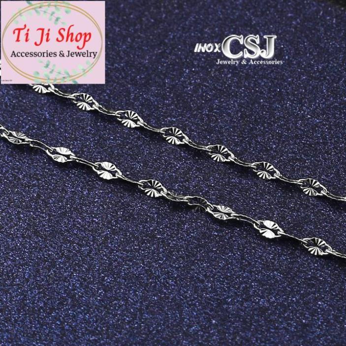 DÂY CHUYỀN LÁ ME INOX CHẠM CHIẾU CỰC SÁNG D - đẹp, không đen -