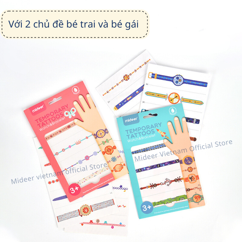 Miếng dán hình xăm đồng hồ và vòng tay Mideer Watch & Bracelet Temporary Tattoos Cho Bé