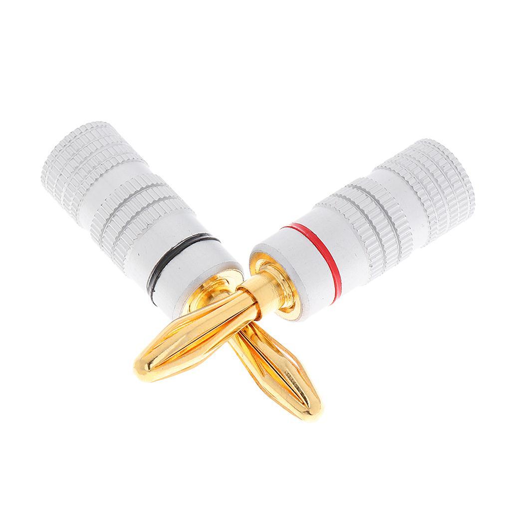 2pcs Banana Audio Jack Connector Audio Connector With 24k Double Screw Lock