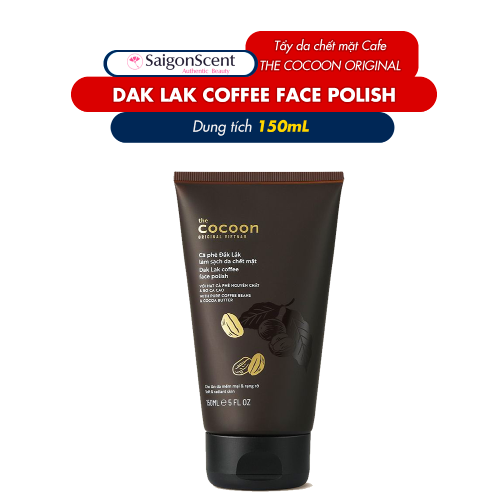 Tẩy tế bào chết cho mặt dạng hạt The Cocoon Original Dak Lak Coffe Face Polish 150mL