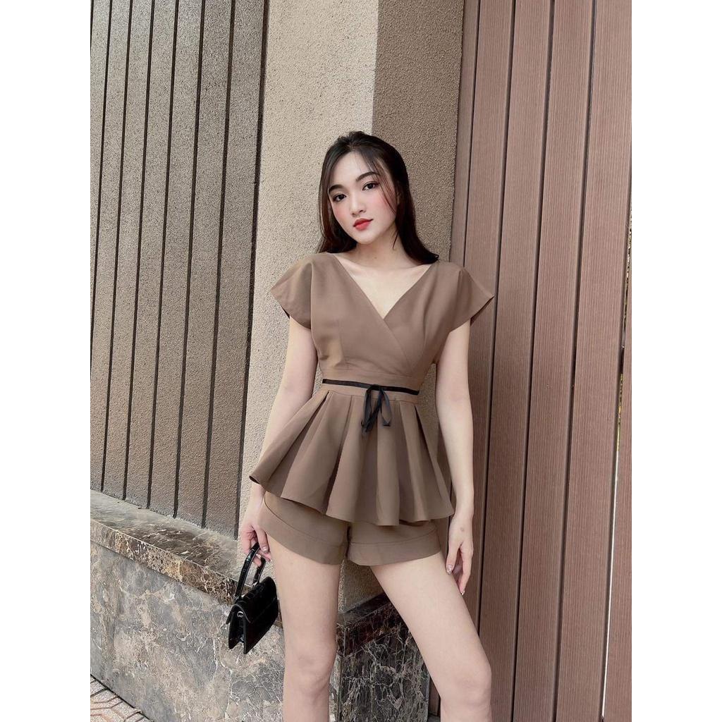 SET ĐỒ QUẦN ĐÙI THUN CÁT HÀN CỘT NƠ BỤNG -CVV49