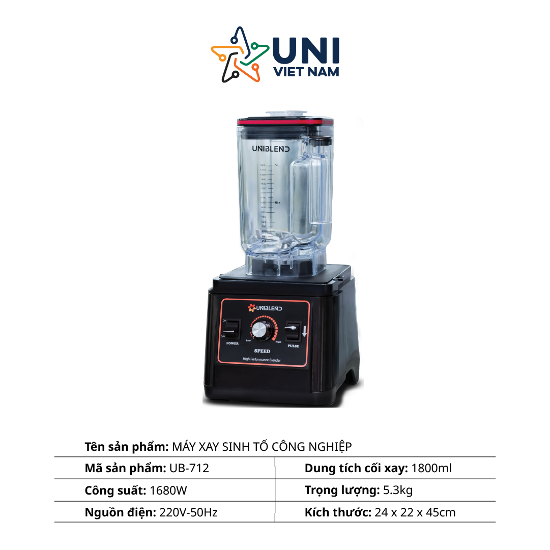 Máy xay sinh tố Công nghiệp UniBlend UB-712 - Hàng chính hãng