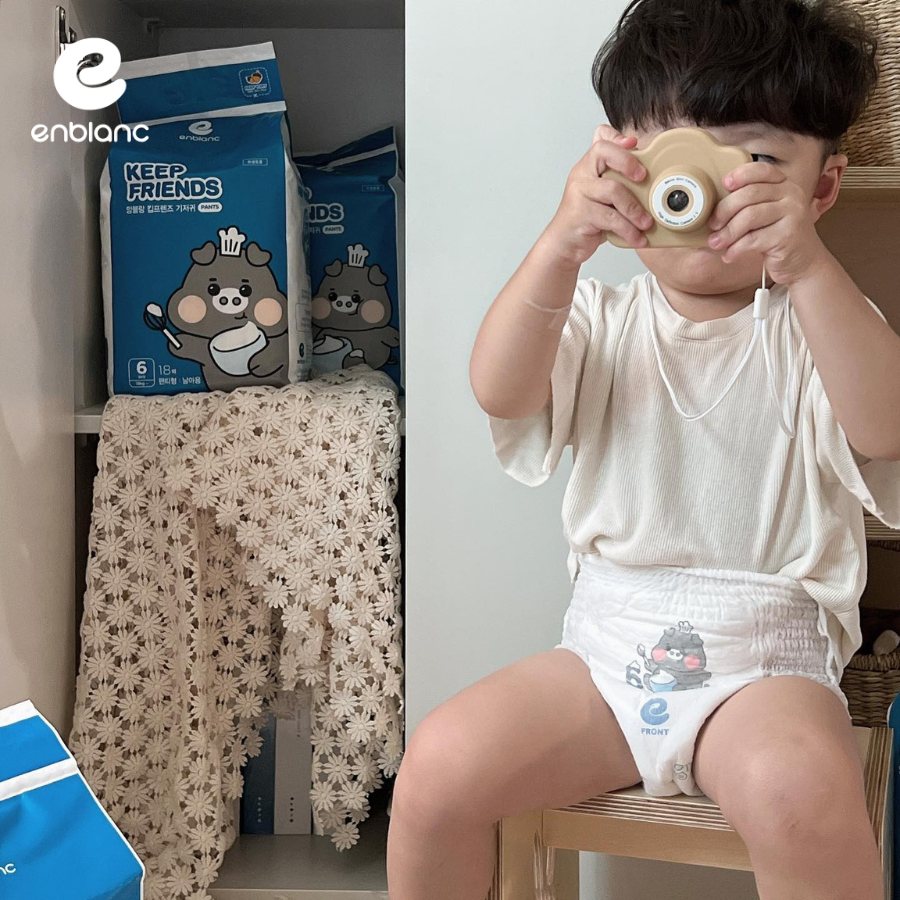 Combo 3 Bịch Tã Quần Cao Cấp Hàn Quốc ENBLANC KEEP FRIENDS Mỏng Nhẹ, Thấm Hút Siêu Nhanh Cho Bé Trai Size XXL 18 Miếng