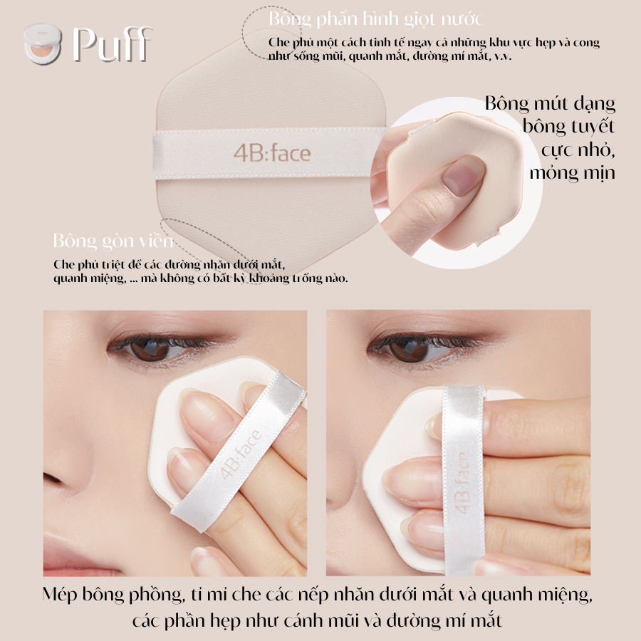 Bông mút trang điểm 4B:Face Forever Velvet Cushion Puff 4bface