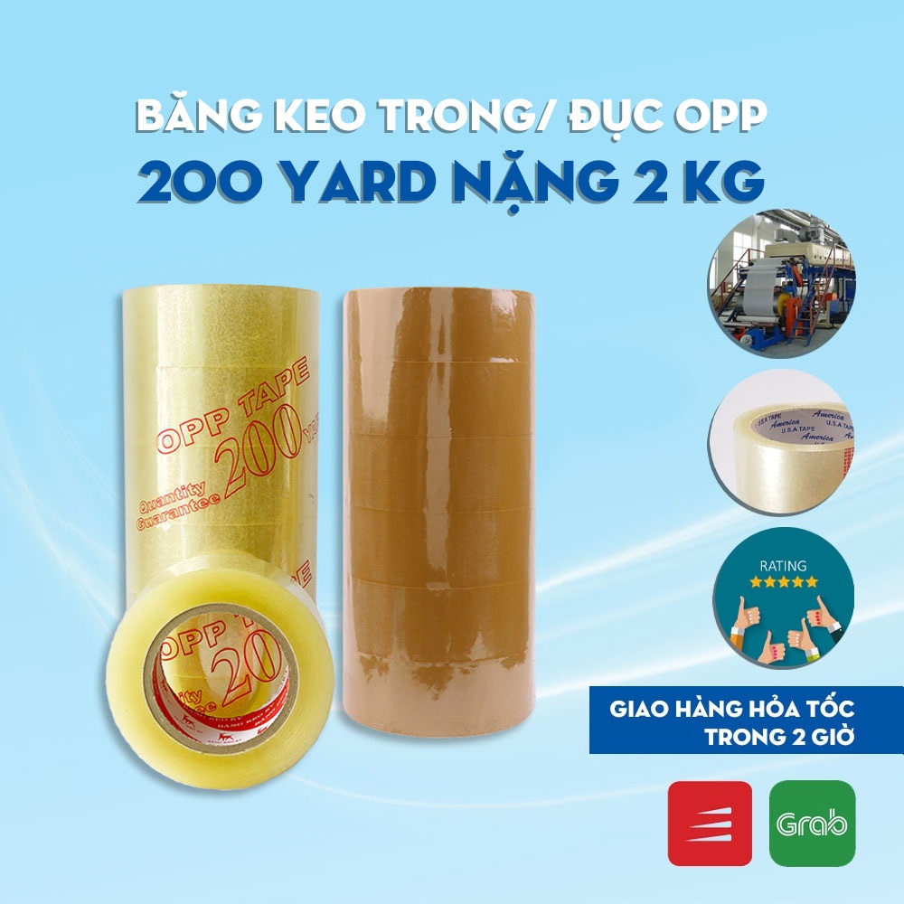 Băng Keo Trong, BK Đục 200 Yard 2 Kg Đóng Gói Dán Hàng