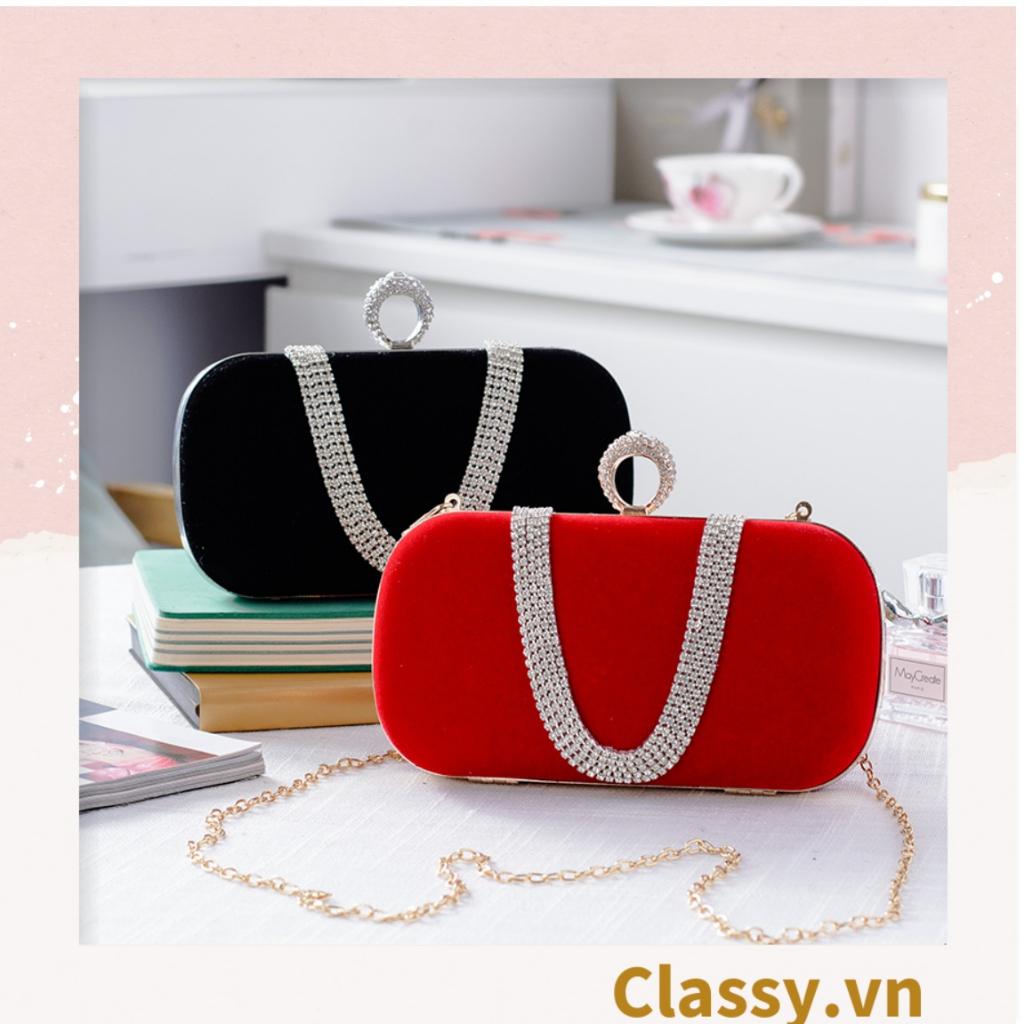 Cốp nhung - Clutch Classy nhung đi tiệc siêu sang Dài 18 CM X Cao 6 CM, đựng vừa điện thoại, son môi T262