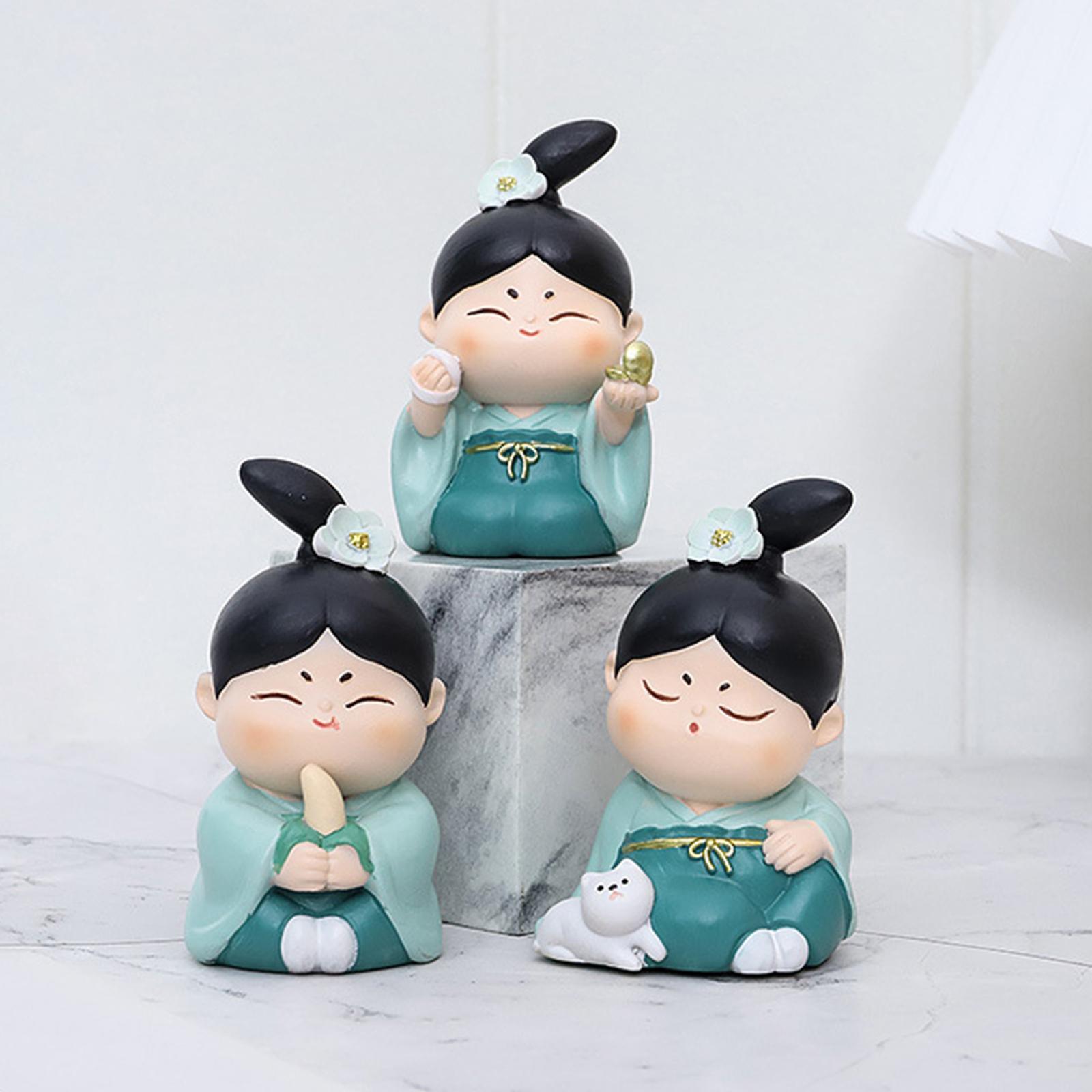 Traditional Chinese Girls Statue Sculpture Bedroom Bookshelf Resin Figurines