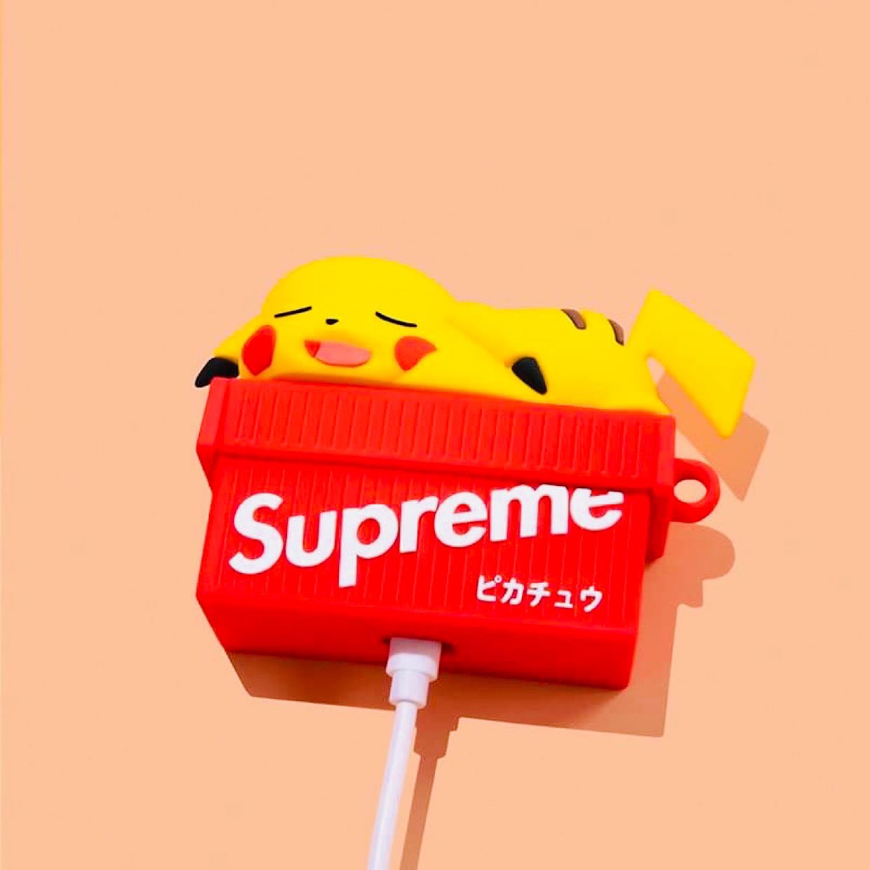 Bao Case Ốp dành cho Airpod Pro Pikachu đỏ Supreme siêu chất