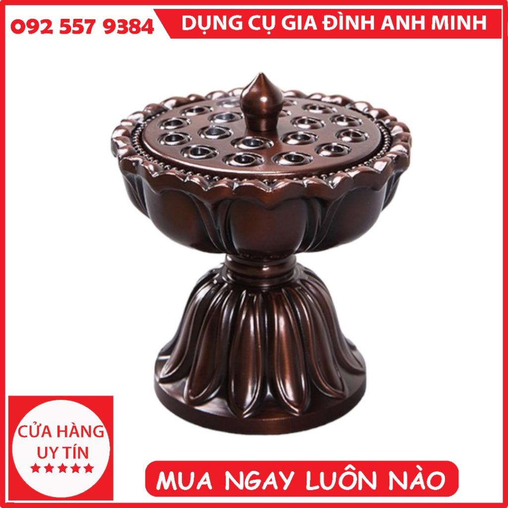Lò Đồng Sen Thiền, Lư Hương Đồng Nguyên Chất, Lư Hương Gỗ Đàn Hương Cổ Gia Dụng, Đồ Trang Trí Lư Hương