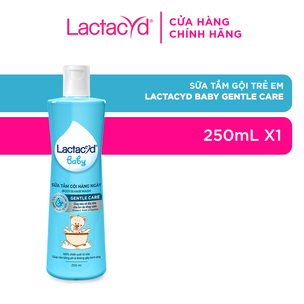 Sữa Tắm Gội Trẻ Em Lactacyd Bb GIẢM RÔM SẢY và HĂM KẼ VƯỢT TRỘI 250ml