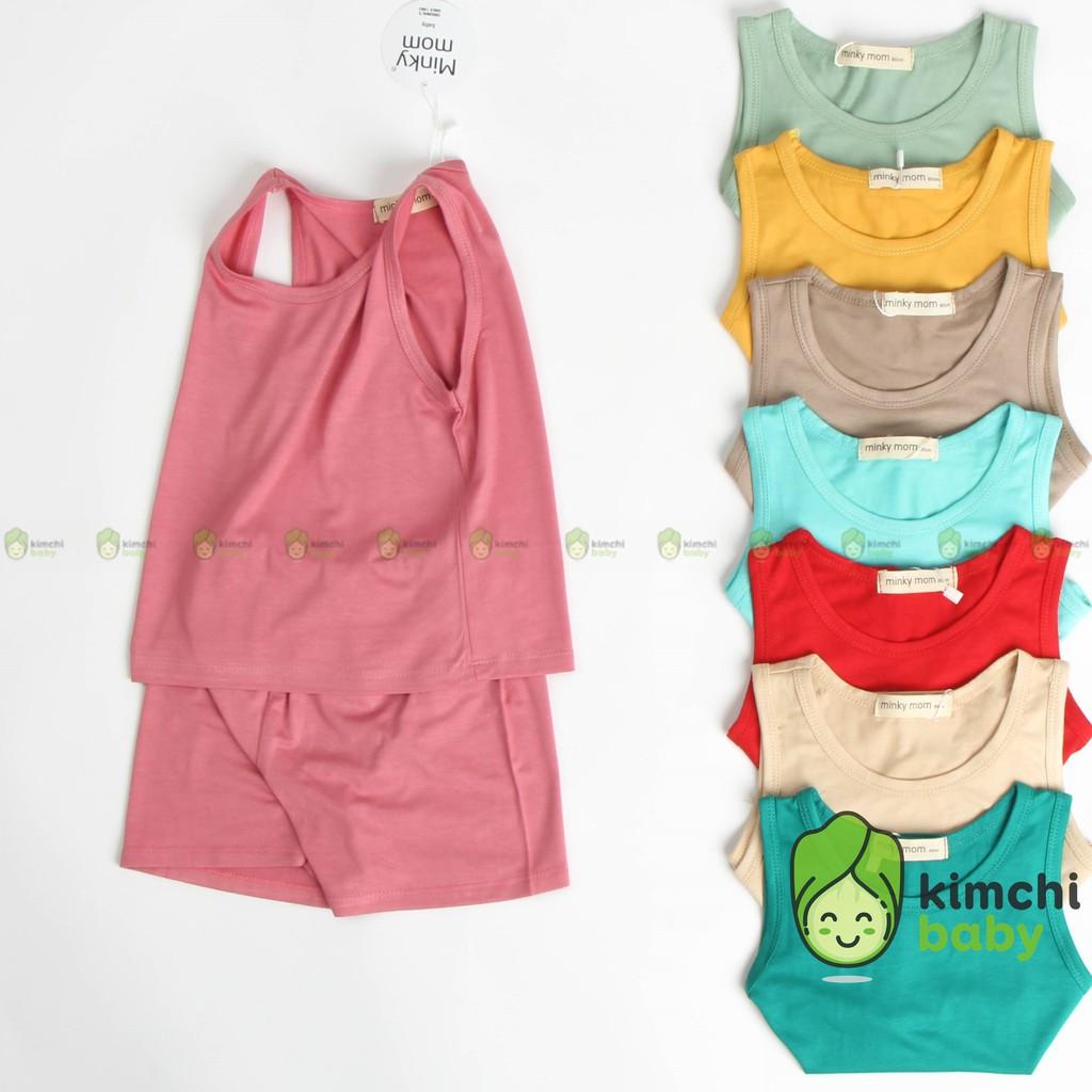 Bộ Ba Lỗ Bé Gái, Bé Trai Minky Mom Vải Thun Lạnh Basic Nhiều Màu, Bộ Quần Áo Trẻ Em 3 Lỗ Mặc Hè Thoáng Mát MKM3LO2109