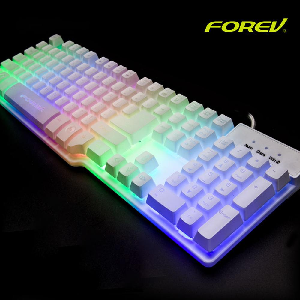 Bàn phím cơ giả chơi game chuyên nghiệp có dây USB đèn nền cho máy tính để bàn FOREV