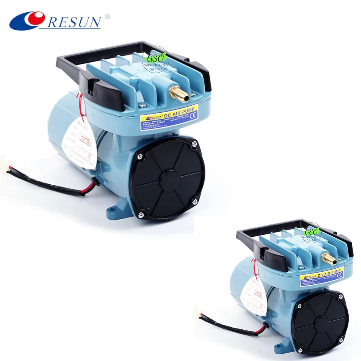 Máy bơm oxy 12v - 35w chuyên dùng trong vận chuyển thủy-hải sản thương hiệu RESUN model MPQ-903 - 6 vòi ra khí