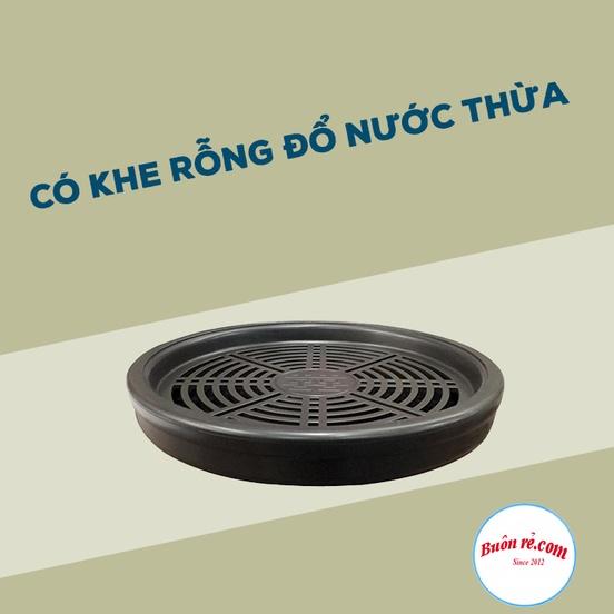 Khay trà tròn giả gỗ chất liệu nhựa Việt Nhật - Khay đựng ấm chén sang trọng dễ tháo rời, cọ rửa