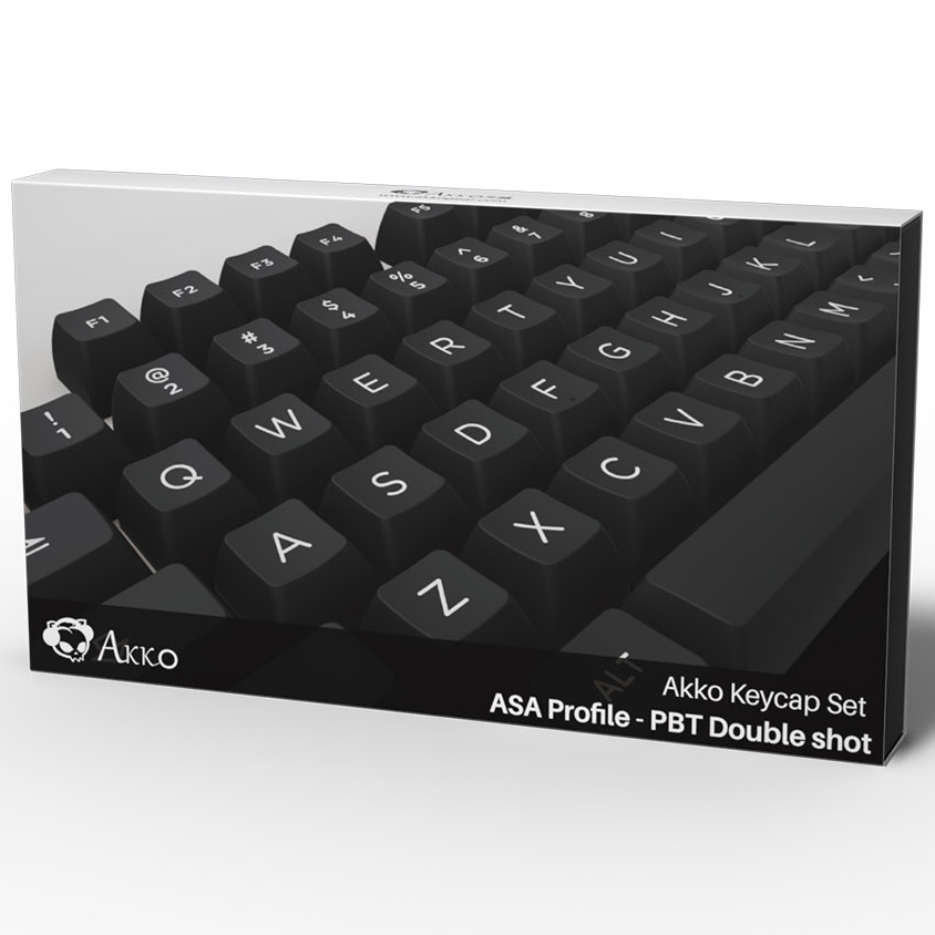 Nút Bàn Phím Cơ AKKO Keycap Set - White On Black (ASA Profile) - Hàng Chính Hãng