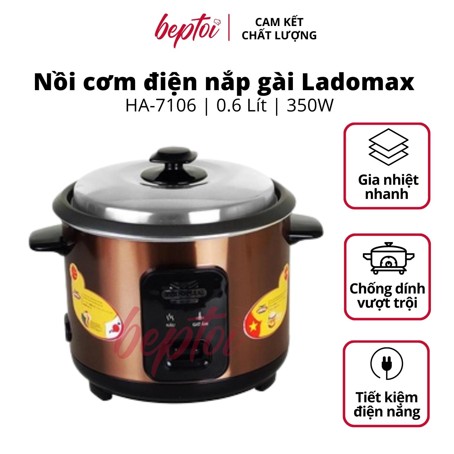 Nồi cơm điện Ladomax, nồi cơm điện min nắp rời dung tích 0.6L công suất 350W HA-7106 - Hàng chính hãng