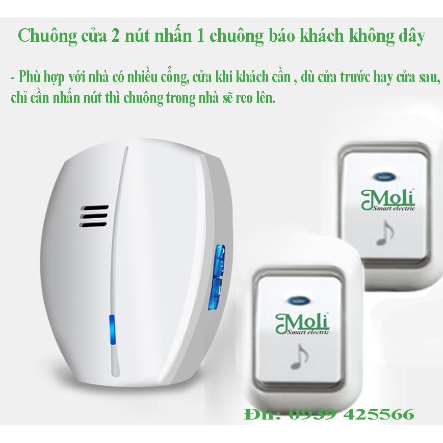 CHUÔNG CỬA KHÔNG DÂY 2 NÚT NHẤN 1 CHUÔNG - HÀNG CHÍNH HÃNG