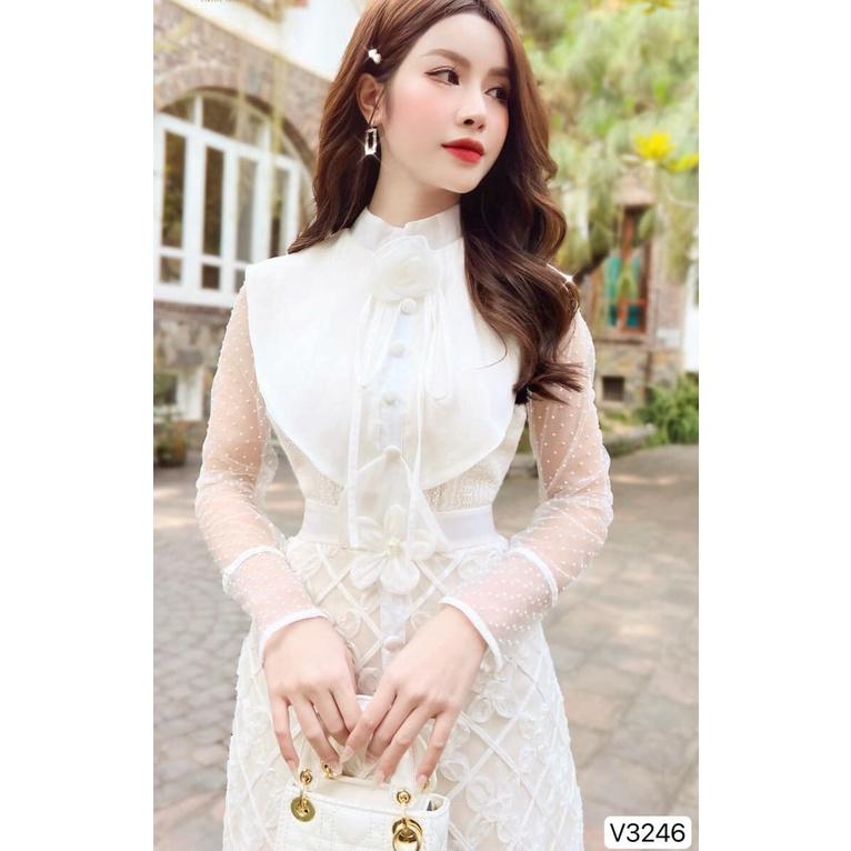 Đầm Thiết Kế Thu Thảo Dress Chất Liệu Vải Ren 3D Phối Voan Lưới Cao Cấp - Váy Thiết Kế Thanh Lịch Trẻ Trung