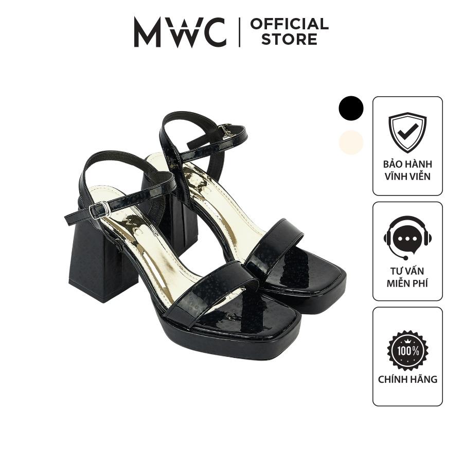 Giày Sandal Cao Gót MWC 4377 - Giày Sandal Cao Gót Đế Đúp Quai Ngang Thời Trang Sang Chảnh