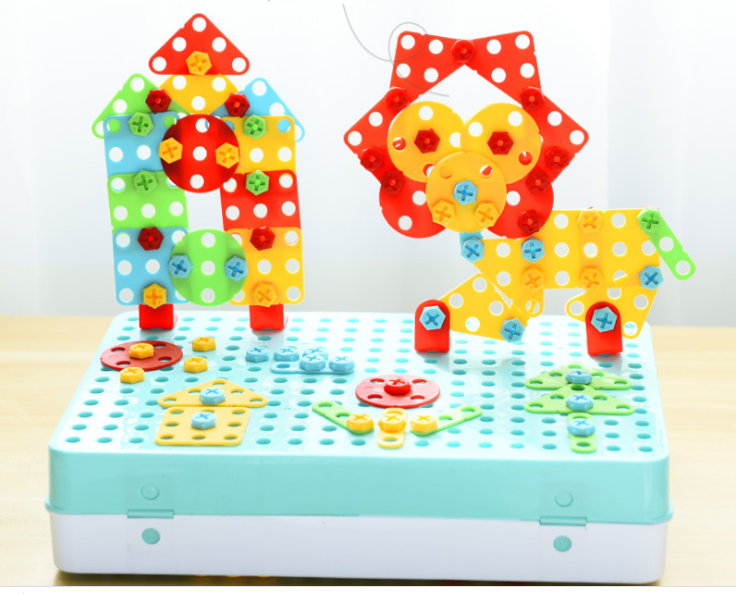 Đồ chơi trí tuệ lắp ráp an toàn cho trẻ,bộ lắp ghép sáng tạo building block,set gồm cả máy bắt vít và tua vít,hàng rất đẹp