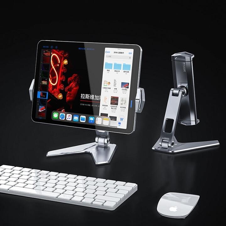 Giá kẹp đỡ điện thoại, máy tính bảng, P15 hợp kim nhôm xoay 360 độ.