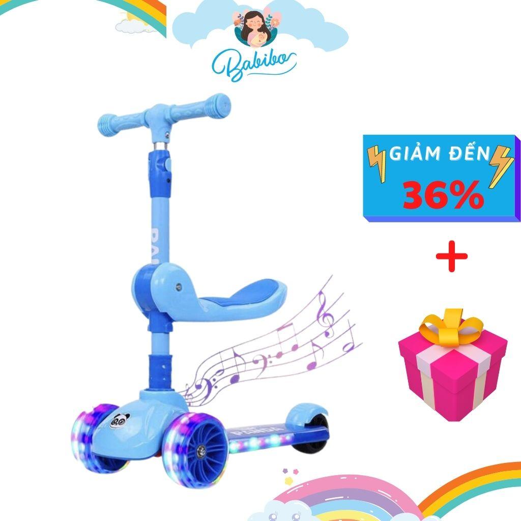 Xe scooter cho bé Babibokids, xe chòi chân cho bé từ 2 đến 6 tuổi có đèn và nhạc khi xử dụng siêu dễ thương