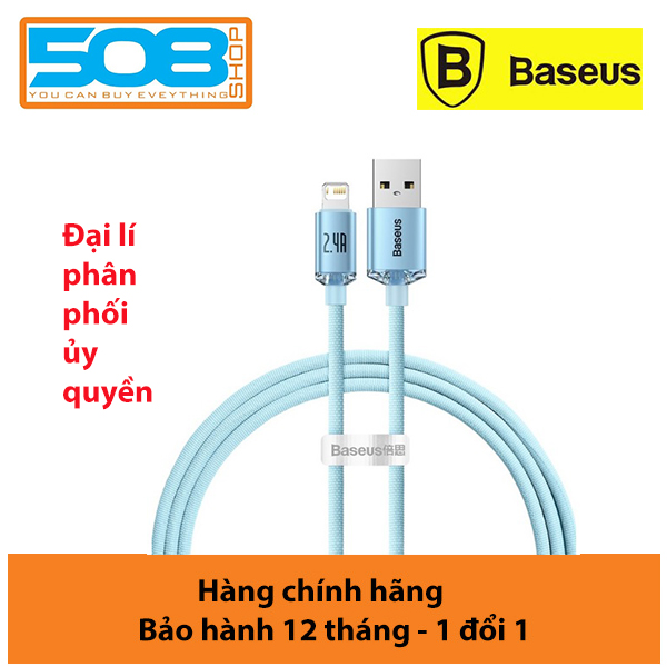 Cáp sạc nhanh và truyền dữ liệu Ba-se-us Crystal Shine Series Fast Charging Data Cable USB to iP 2.4A - Hàng chính hãng