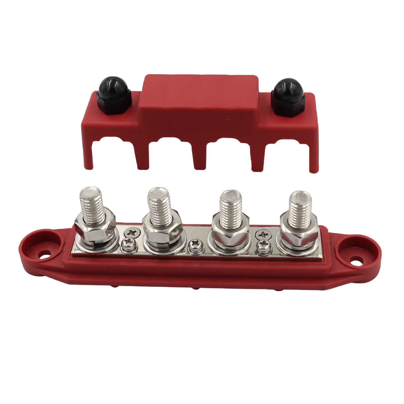 4 Stud Power Distribution Block with Cover Accessories Bus Bar Pair Fit for Marine Automotive