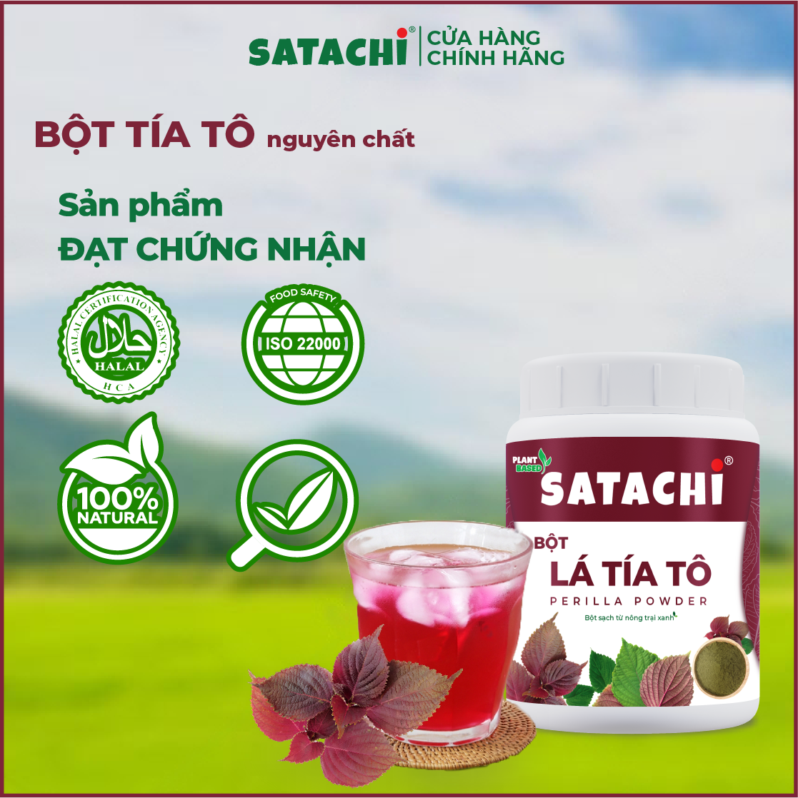 Bột Tía Tô SATACHI nguyên chất. Hỗ trợ gout, rối loạn mỡ máu, giải cảm, đẹp da. Hộp 68g