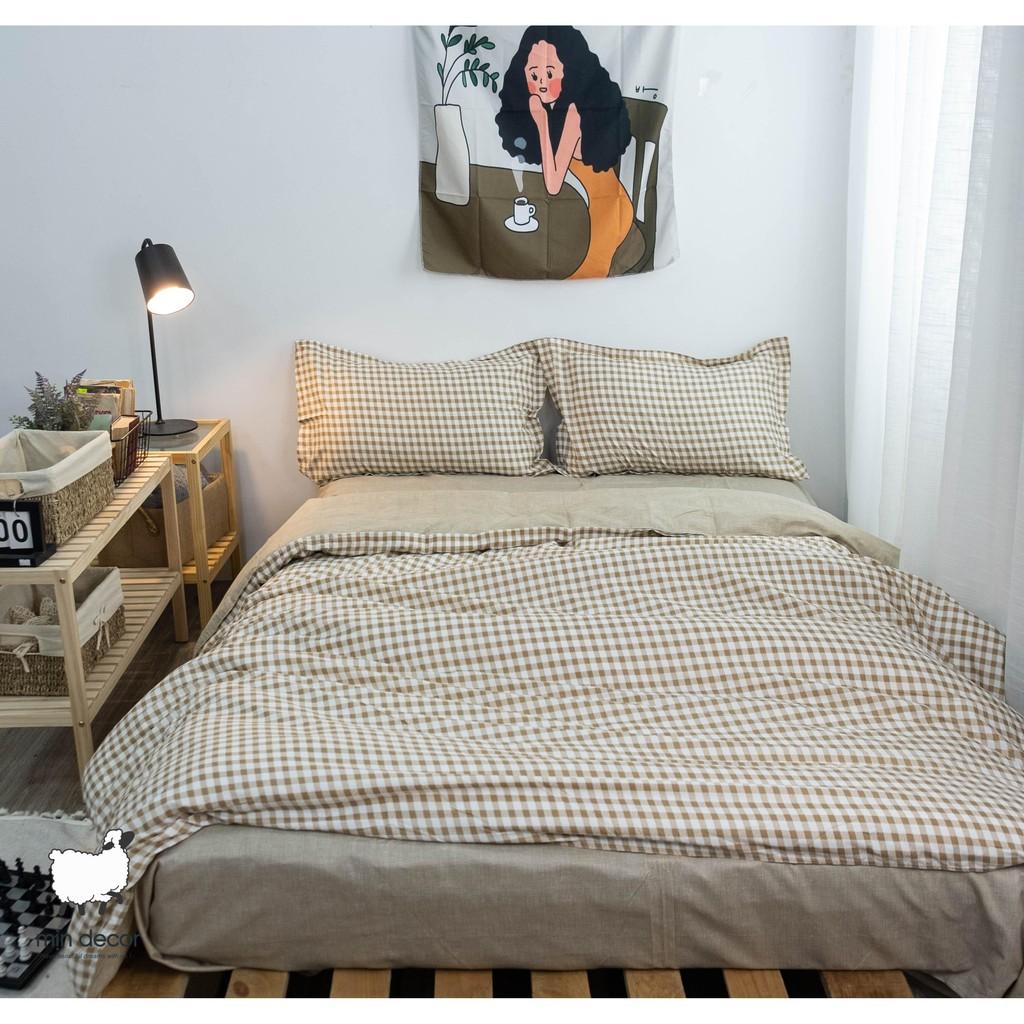 Bộ Chăn Ga Gối Tim Hồng Chấm Bi Chăn Ga Gối Nệm Cotton 3D Mềm Mịn - Mịn Decor