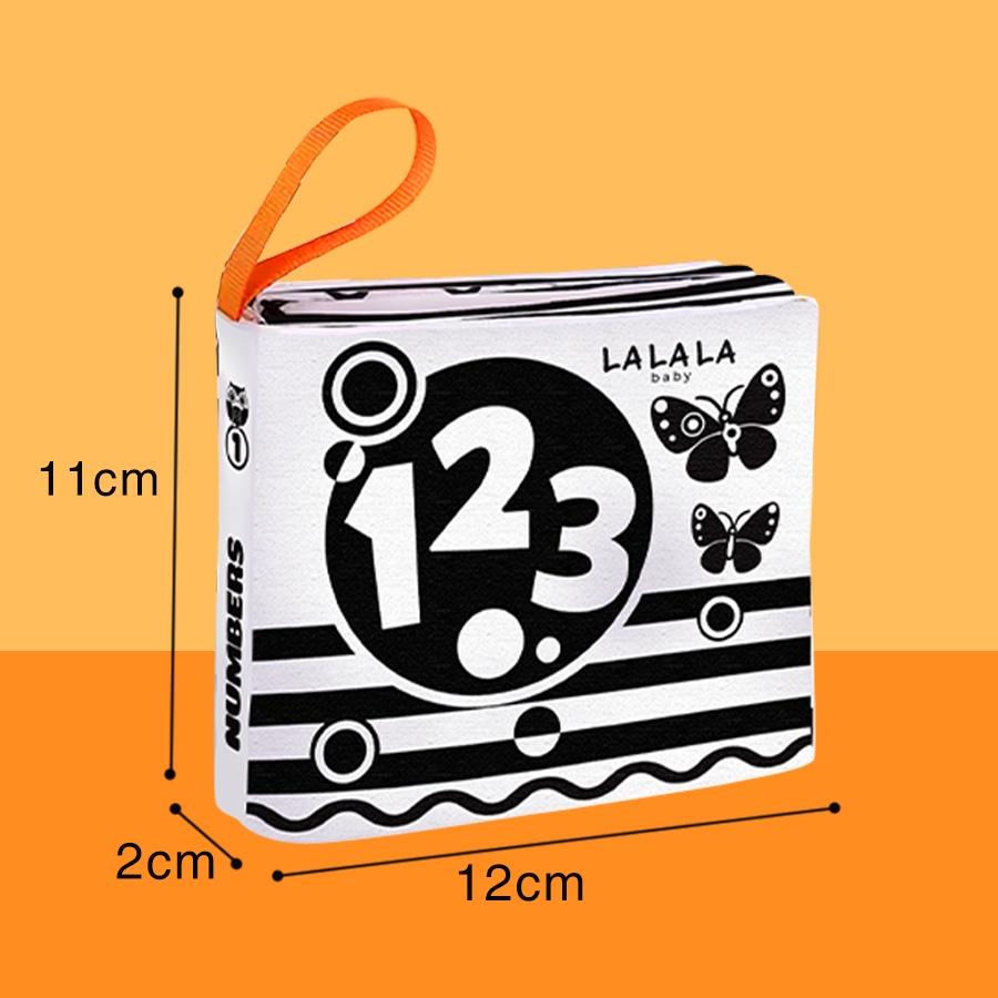 Sách vải cho bé sơ sinh 0 đến 12 tháng Lalala baby, an toàn tuyệt đối, kích thước 12x11cm, 8 mặt sột soạt