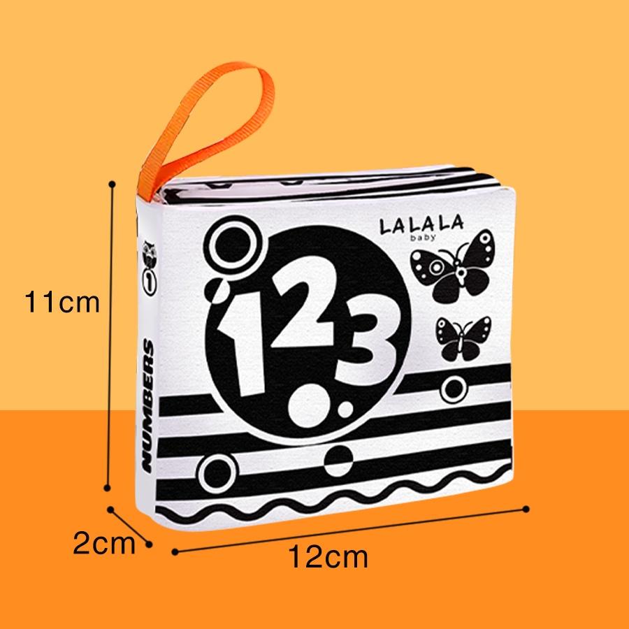 Sách vải cho bé sơ sinh 0 đến 12 tháng Lalala baby, an toàn tuyệt đối, kích thước 12x11cm, 8 mặt sột soạt.