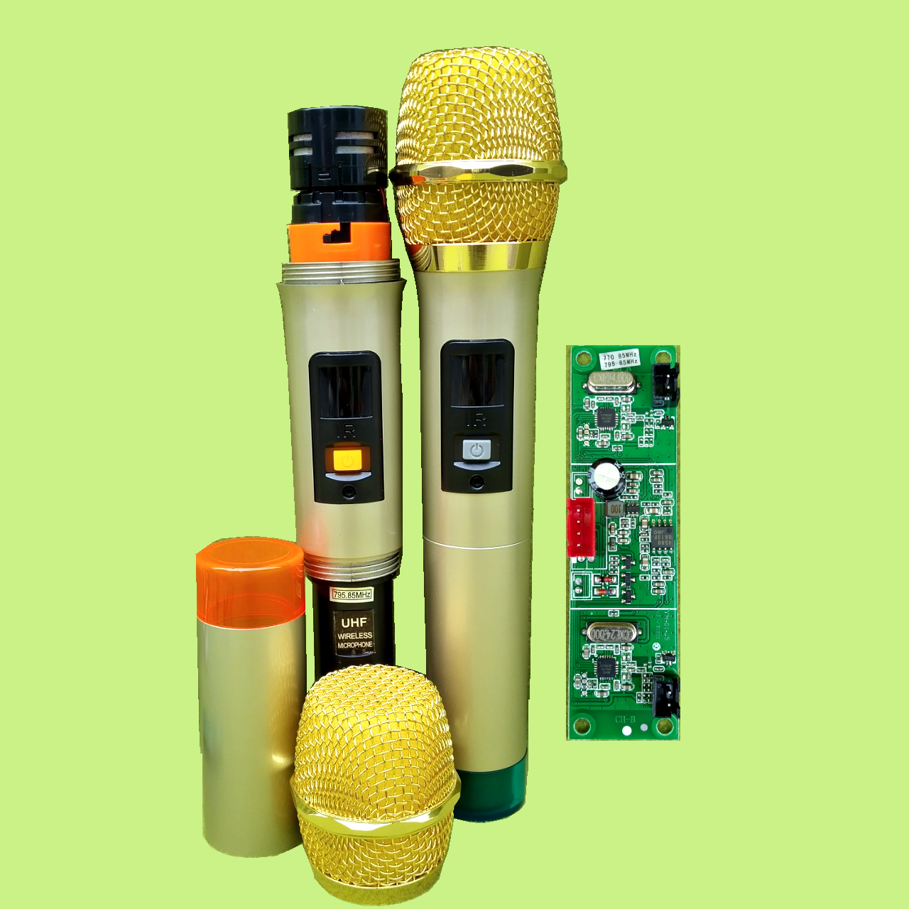 Combo 5 bộ, 10 bộ Micro không dây cho loa kéo UHF cho loa kéo dạng phím bấm - thân nhôm, micro cho loa kéo