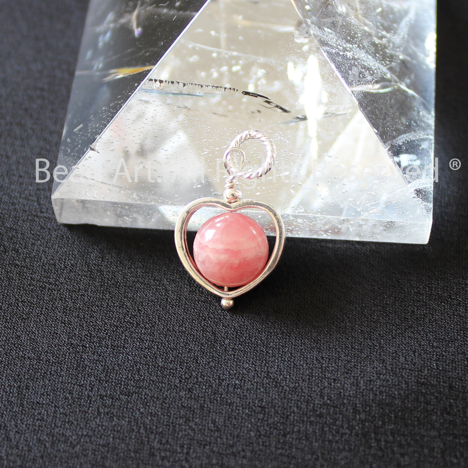 Mặt Dây Chuyền Đá Đào Hoa Tự Nhiên Màu Hồng, Rhodochrosite Loại AA Và Bạc 925, Trang Sức Phong Thuỷ, Mệnh Hoả, Thổ - Bead Art