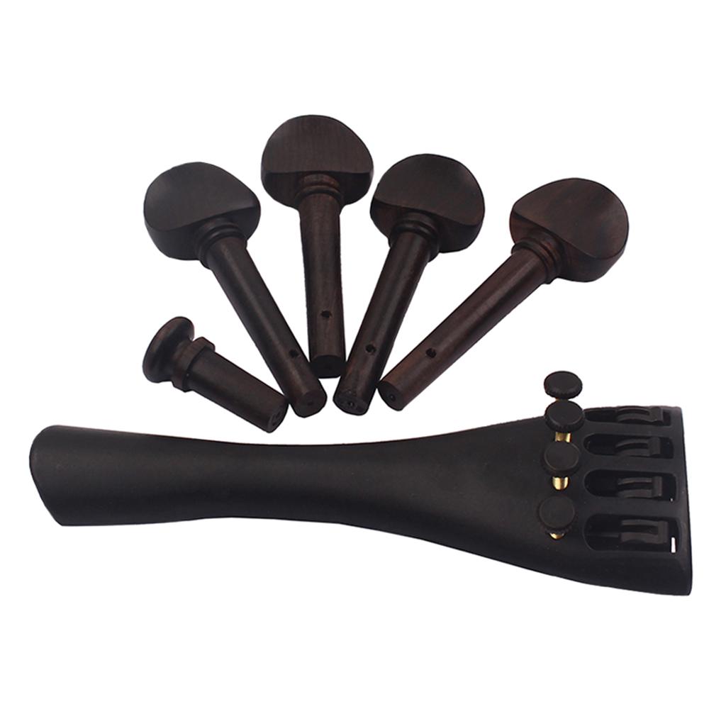 Ebony Wood Violin Tailpiece+Tuning Pegs+Endpin for 4/4 Violin Fiddle Parts