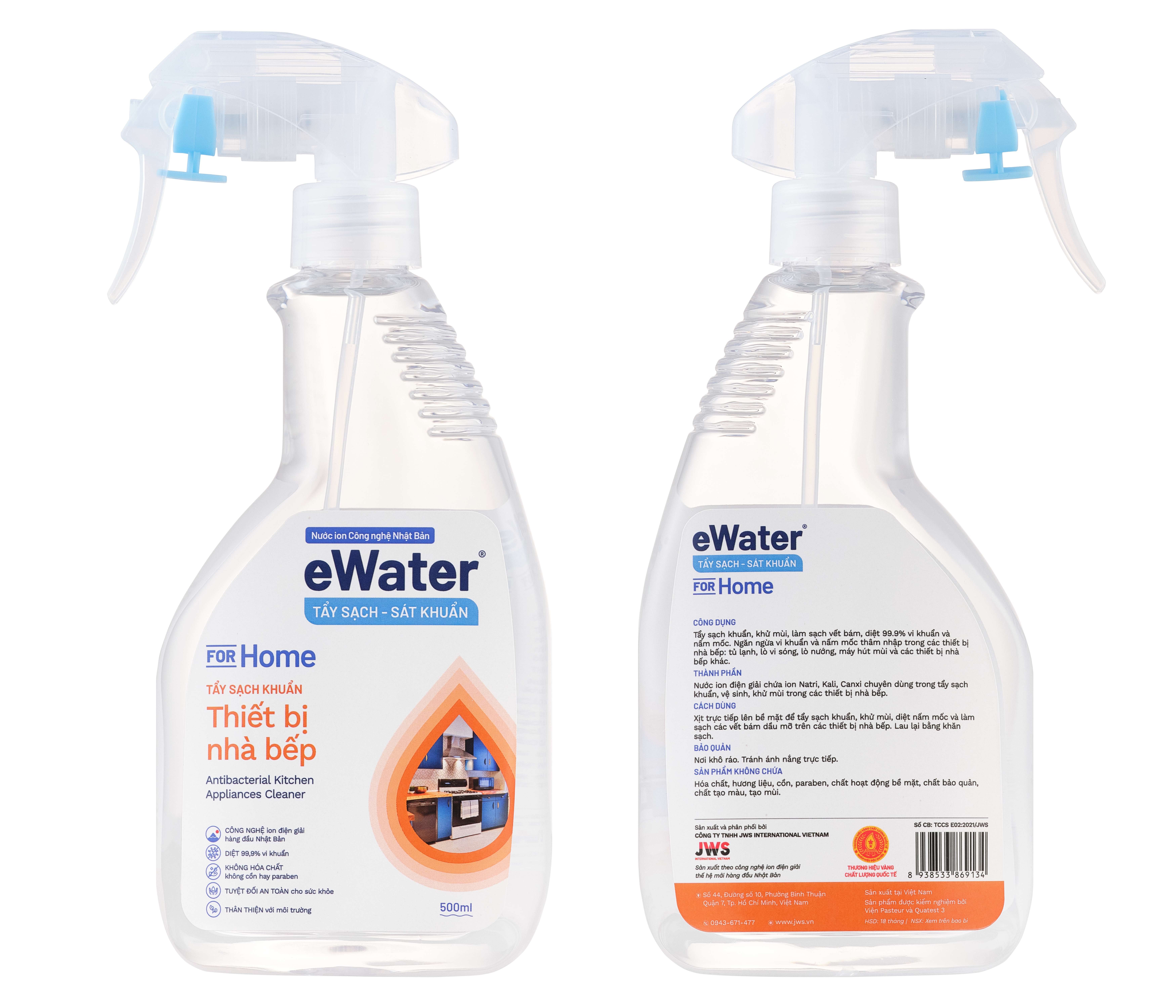 Nước ion điện giải eWater - Tẩy sạch khuẩn thiết bị nhà bếp (500ml)