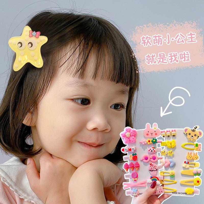 Set 14 kẹp tóc cho bé gái, màu sắc kẹo ngọt, dễ thương, phong cách Hàn Quốc xinh yêu