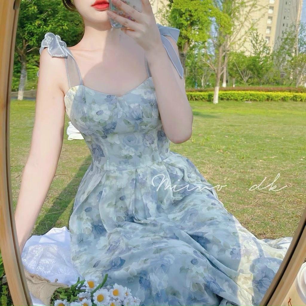 Đầm maxi voan hoa 2 lớp siêu xinh