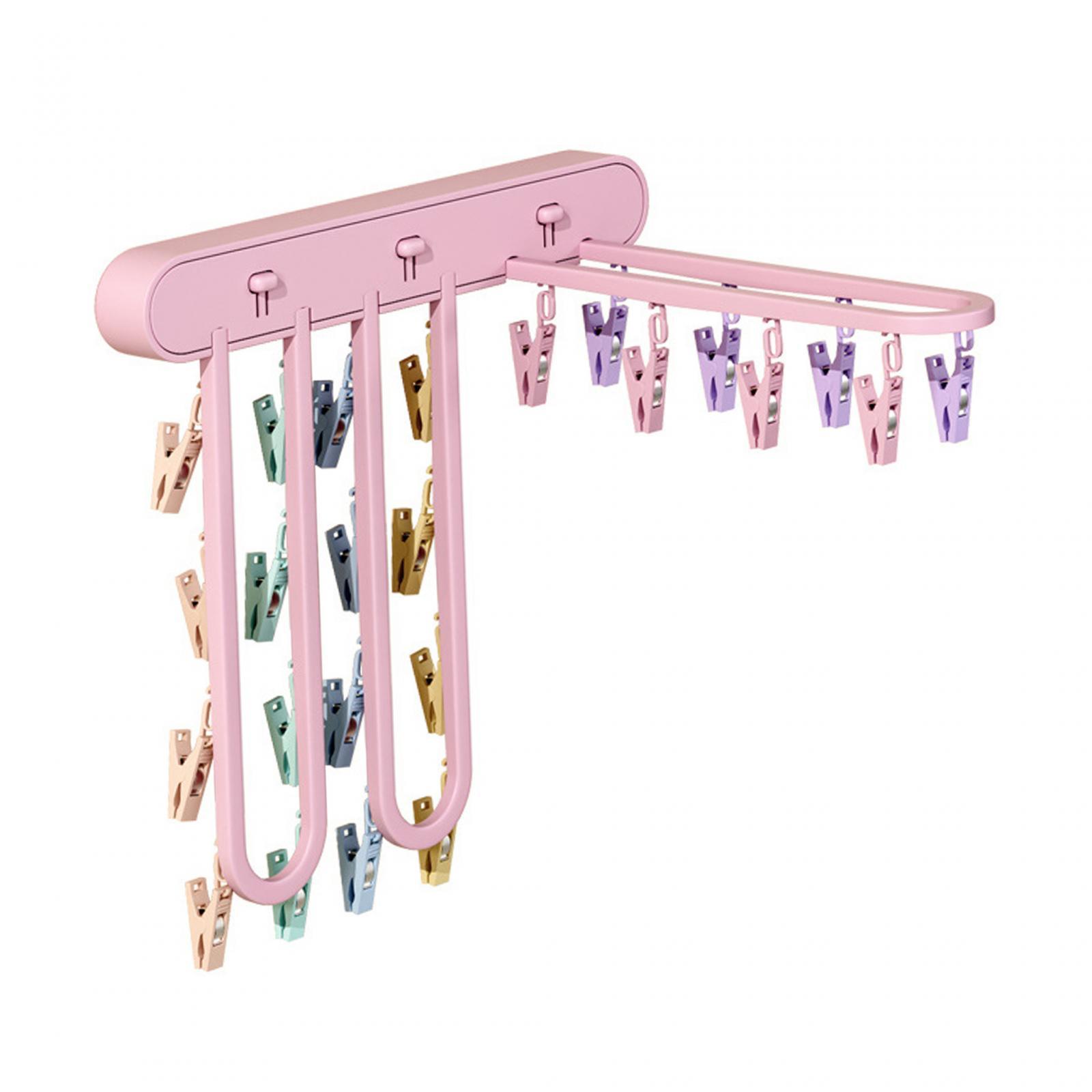 Socks Hanger Clothing Hanger Support Hanger Laundry Clip Stable Organization with 24 Clips Underwear Hanging for Outdoor Skirt Indoor Pants