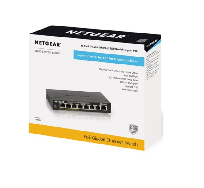 Thiết Bị Chuyển Mạch 8 Cổng Switch NETGEAR GS308P 8-Port Gigabit Ethernet Unmanaged With 4 Port PoE - Hàng Chính Hãng