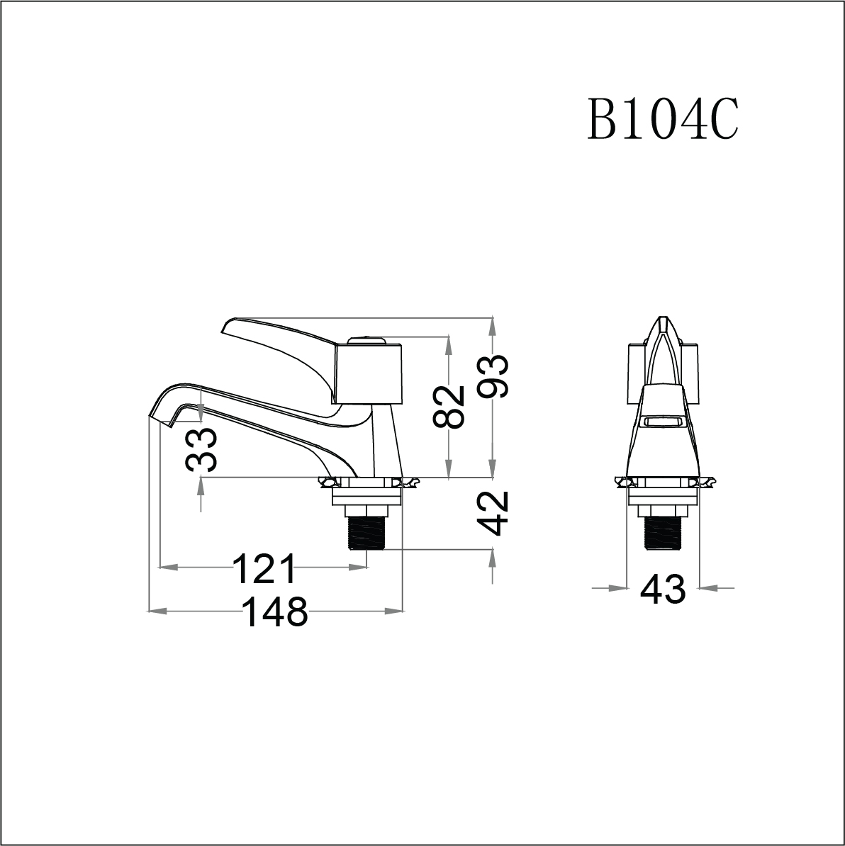 Vòi lavabo lạnh tay gạt Caesar B104C (chưa bao gồm bộ xả và dây cấp nước)