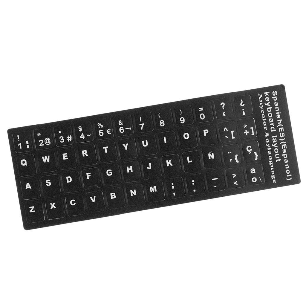 6-7pack Spanish Keyboard White Letters Cover Stickers Universal Black White