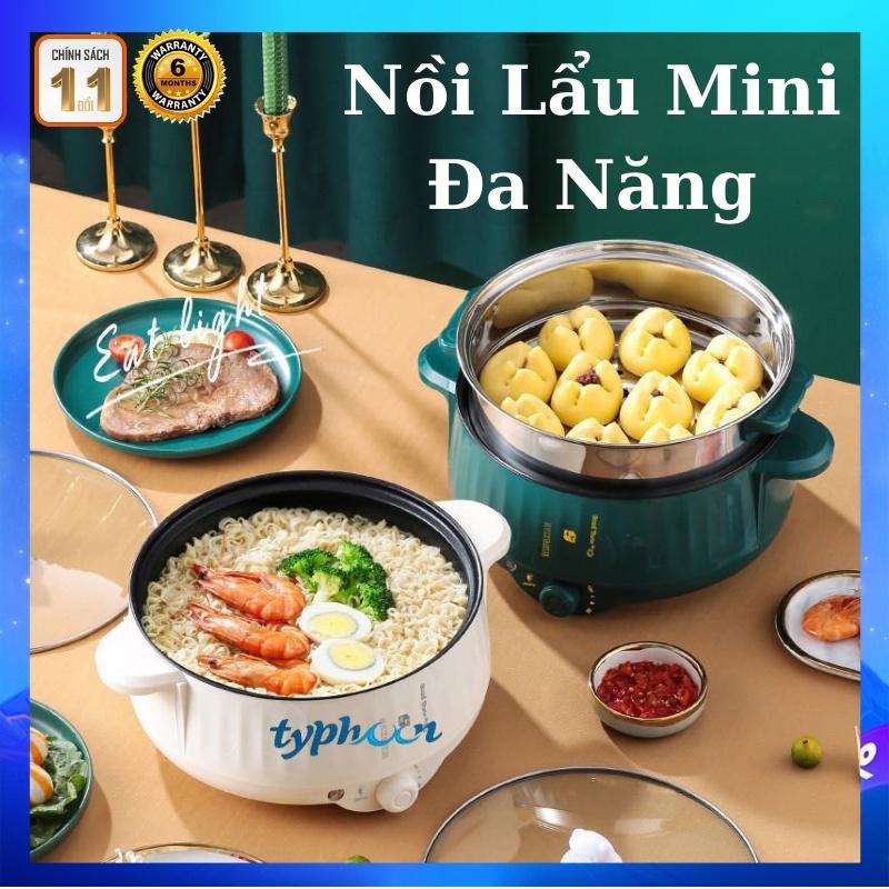 Nồi Lẩu Mini - Nồi Lẩu Điện Mini Kèm Giá Hấp Đa Năng Chống Dính Tiện Lợi Tặng Kèm 7 Món Quà