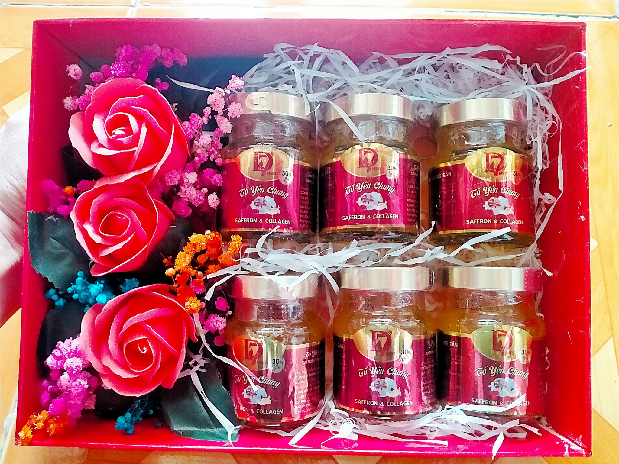 Lốc 6 hủ yến chưng SAFFRON &amp;amp; COLLAGEN bổ dưỡng ( 30% yến ) QUÀ BIẾU Ý NGHĨA - D7