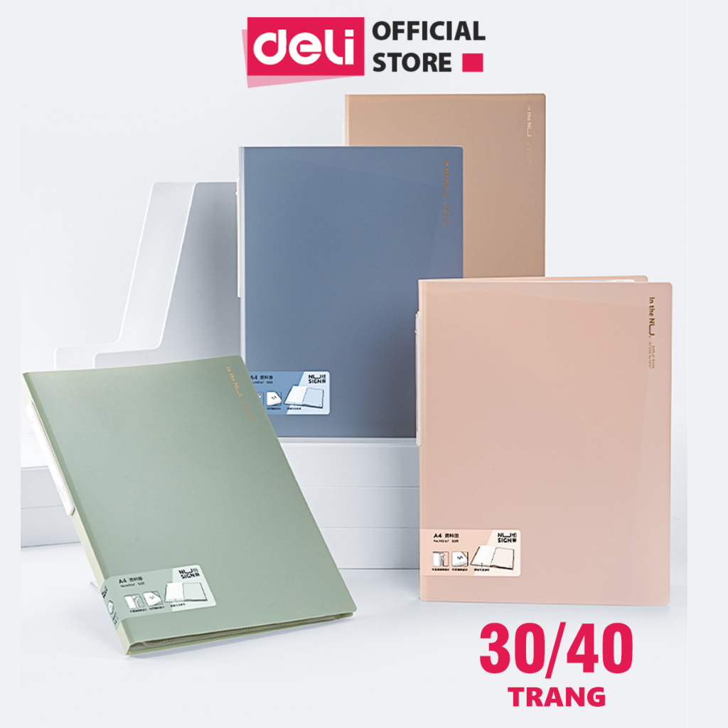 File lá A4 đựng tài liệu nhiều ngăn Deli - Tệp đựng tài liệu 30/40 lá chất liệu PP cao cấp tiện lợi nhiều màu sắc