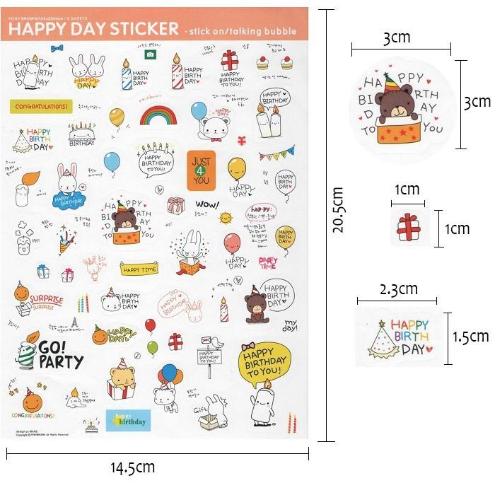 Bộ 80 Miếng Sticker Trang Trí Happy Birthday Scrapbook Cardmaking Hộp Quà Sổ Tay