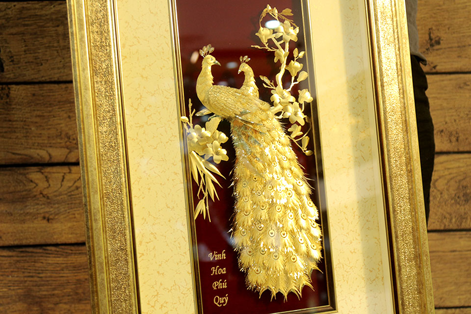 Quà tặng Tân gia ý nghĩa - Tranh Vinh Hoa Phú Quý dát vàng 24k