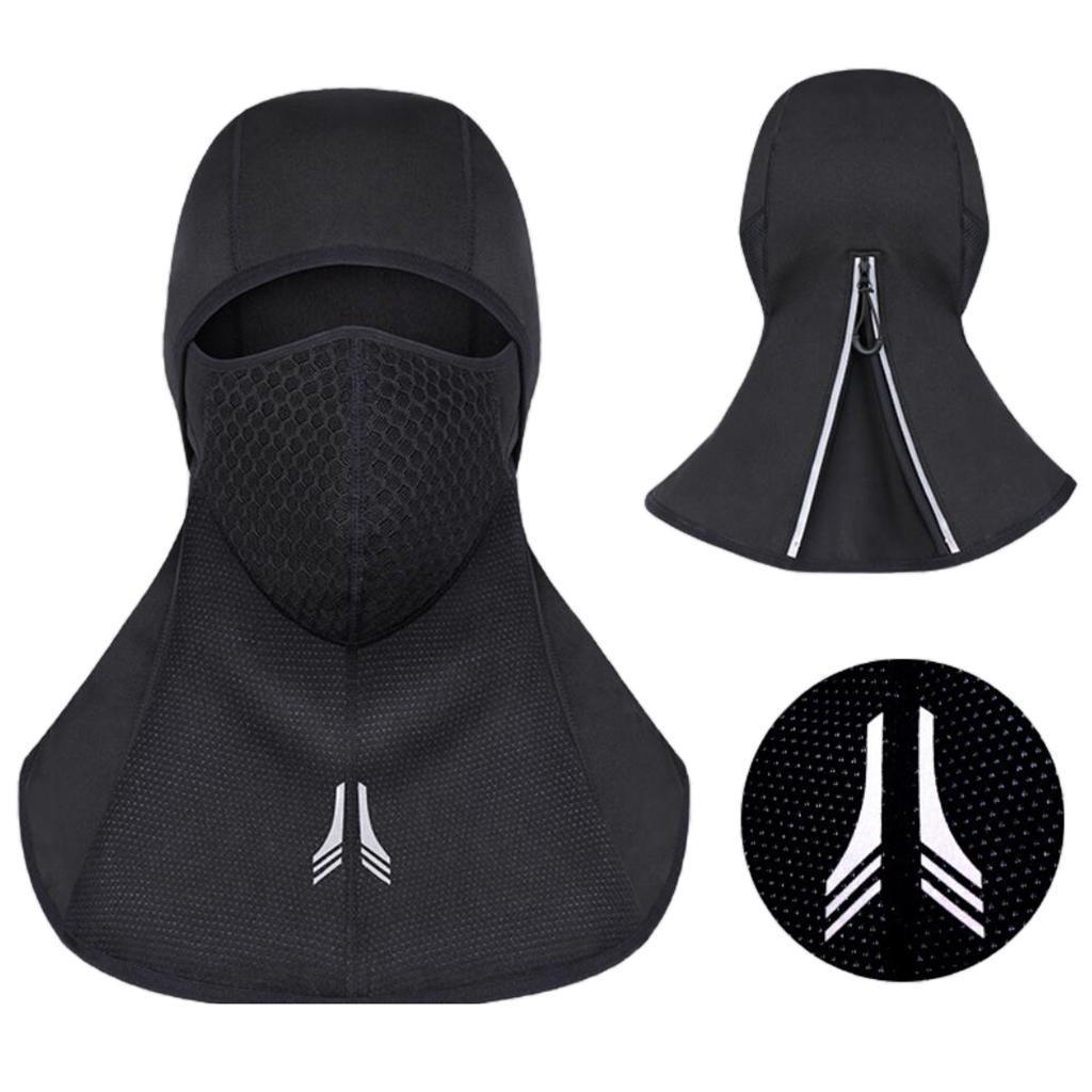 Windproof Outdoor Ski Zippered Cycling Face Mask Fleece Neck Warmer Black