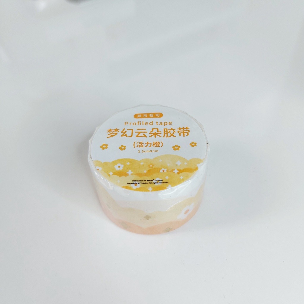 Washi tape Đám mây pastel 7 màu miếng dán sổ tay nhật ký bullet journal sổ còng văn phòng phẩm cute Lalunavn A83